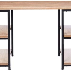 Coral Flower Landisl Desk,Simple and Modern Design,with Four Open Shelves for Books, Office Supplies or Accessories Within Easy Reach，Light Oak