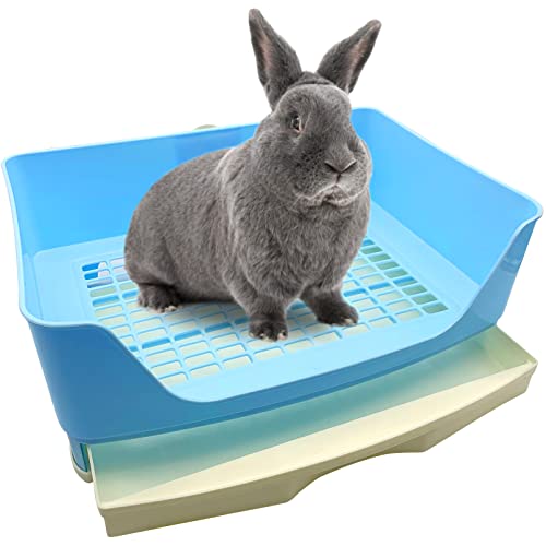 Hamiledyi Rabbit Cage Litter Box with Drawer Large Toilet Trainer Potty Corner Pet Pan for Adult Hamster, Guinea Pig, Ferret, Chinchilla and Other Animals