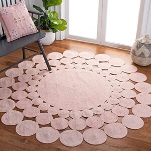safavieh cape cod collection 3' round pink cap226u handmade braided area rug