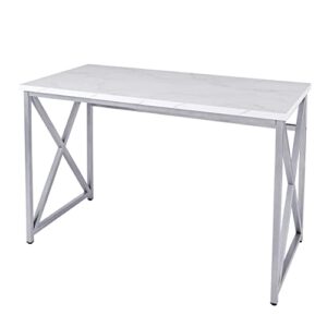 coral flower modern & contemporary wriitng desk with durable scratch-resistant laminate surface and silver metal frame.