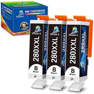 double d 280 pgbk ink cartridge compatible replacement for canon pgi-280 xxl pgi-280xxl pgbk for pixma tr7520 tr8520 tr8620 ts6120 ts6220 ts8120 ts8220 ts9120 ts9520 ts9521c ts702 (pgbk, 3 pack)