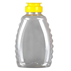 Skywin Honey Jar - Clear Plastic Squeeze Honey Bottles and Honey Container Dispenser with Flip Lid and Seal (10, 32oz)