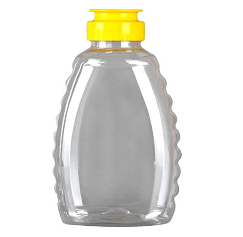 Skywin Honey Jar - Clear Plastic Squeeze Honey Bottles and Honey Container Dispenser with Flip Lid and Seal (10, 32oz)