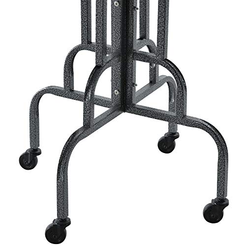 PawHut Rolling Bird Perch Play Stand with Universal Wheels, Wooden Perch Ladders, & Stainless Steel Feeding Cups, Grey