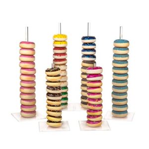 weddingwish Acrylic Donut Stands Clear Donut Bagels Display Stand Holder，Bagels Holder Doughnut Display Stand Tower for Wedding Birthday Treat Parties, Class Reunion, Children's Birthday Party,6 PCS