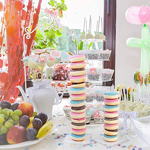 weddingwish Acrylic Donut Stands Clear Donut Bagels Display Stand Holder，Bagels Holder Doughnut Display Stand Tower for Wedding Birthday Treat Parties, Class Reunion, Children's Birthday Party,6 PCS