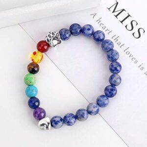 Pet Memorial Gifts,Rainbow Bridge Bracelet for Beloved Dog Cat,8MM Mixed Color Bead 7 Chakra Pet Memorial Bracelet for Women Men Who Loss of Pets,Pet Sympathy Gift