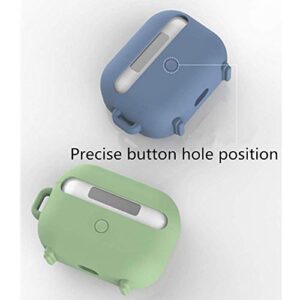 Protective Soft Silicone Cartoon Radio Funny Case for AirPods Pro Cute Fashion Shockproof Cool Design Skin Case with Ring Carabiner(Green)