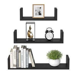amada homefurnishing floating shelves u-shaped, wall shelf 3 sizes, black floating shelves for bathroom/bedroom/living room/kitchen - amfs13-b