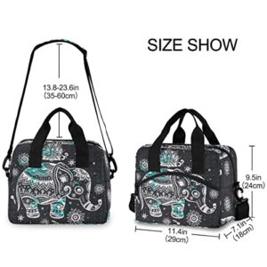 Travel Insulated Lunch Bag Adult - Ethnic Elephant Lunch Bags for Women Men Lunch Tote Reusable Meal Prep Lunch Box Cooler Bag