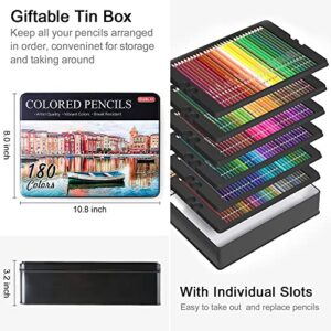 Shuttle Art 180 Colored Pencils, Soft Core Coloring Pencils Set with 4 Sharpeners, Professional Color Pencils for Artists Kids Adults Coloring Sketching and Drawing