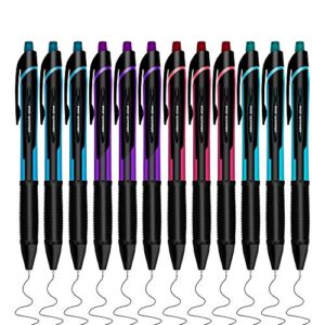 mylifeunit gel pens, black fine point gel pen for super smooth writing, 0.5mm retractable pens with quick-drying ink, innovated tip tech (12 pack)