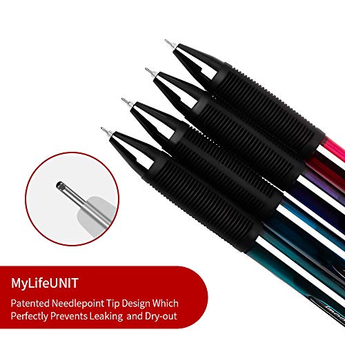 MyLifeUNIT Gel Pens, Black Fine Point Gel Pen for Super Smooth Writing, 0.5mm Retractable Pens with Quick-Drying Ink, Innovated Tip Tech (12 Pack)