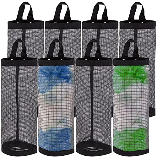 8PCS Plastic Bag Holders,Mesh Hanging Garbage Bag Dispensers,Recycling Grocery Shopping Bags Storage for Home and Kitchen