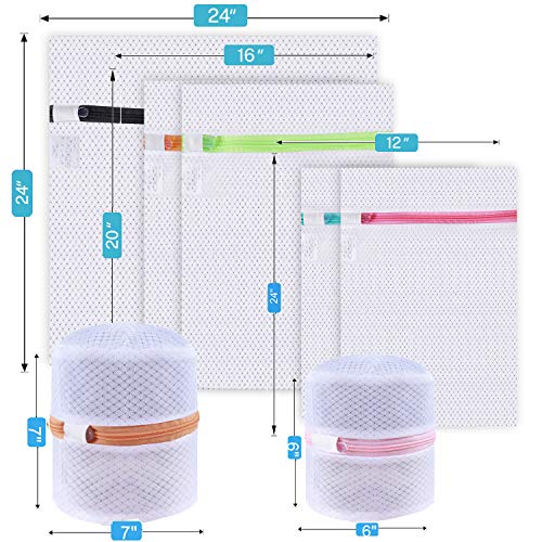 BAGAIL Set of 7 Mesh Laundry Bags for Sweater,Blouse,Hosiery,Bras,etc. Premium Wash Laundry Bags for Travel Storage Organization(7 Set)