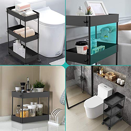 AOJIA Double Sliding Under Sink Organizer, 2 Tier Pull Out Cabinet Organizer Storage, Under Sink Organizers and Storage with Drawer for Under Sink Kitchen Bathroom Organization