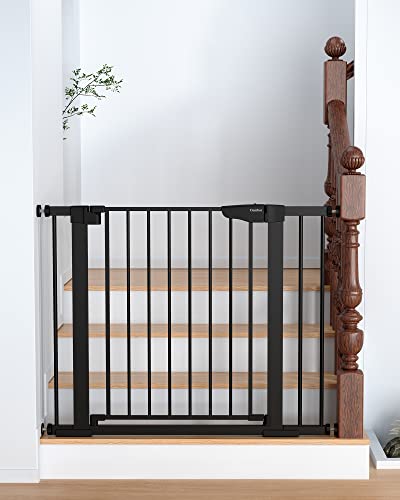 Mom's Choice Awards Winner-Cumbor 29.7"-40.6" Width Pressure or Hardware Mounted Auto Close Safety Baby Gate, Durable Extra Wide Dog Gate for Stairs, Doorways, Easy Walk Thru Pet Gate for House