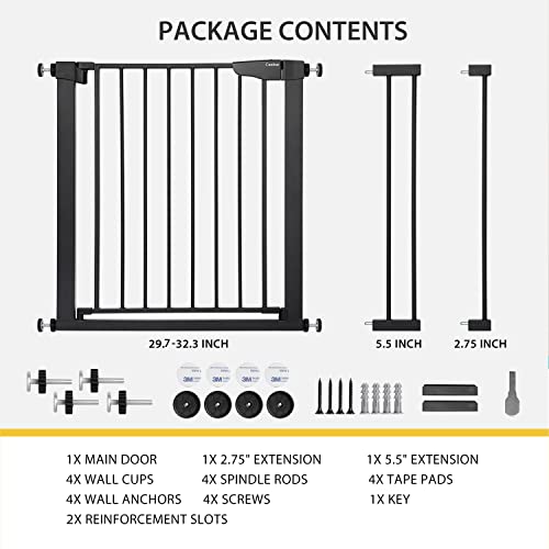 Mom's Choice Awards Winner-Cumbor 29.7"-40.6" Width Pressure or Hardware Mounted Auto Close Safety Baby Gate, Durable Extra Wide Dog Gate for Stairs, Doorways, Easy Walk Thru Pet Gate for House