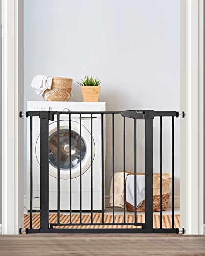 Mom's Choice Awards Winner-Cumbor 29.7"-40.6" Width Pressure or Hardware Mounted Auto Close Safety Baby Gate, Durable Extra Wide Dog Gate for Stairs, Doorways, Easy Walk Thru Pet Gate for House