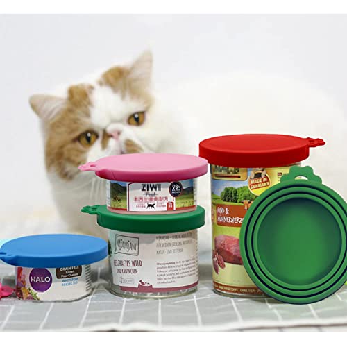 Goiio 7 Pcs Can Covers Silicone Pet Food Can Lid Covers for All Standard Size Dog and Cat Can Tops
