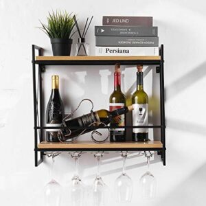 tinyuet wine rack wall mounted, 21.6in metal hanging wine holder, elegant wine glass rack for kitchen/dining/room/wine cellar/bar