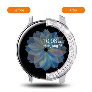Surace Galaxy Watch Active 2 Case 40mm, Bling Frame Protective Case Compatible for Samsung Galaxy Watch Active 2 (3 Packs, Black/Silver/Clear)-40mm