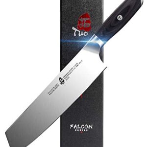 TUO Kiritsuke Chef Knife - 8.5 inch Japanese Kiritsuke Knife - German HC Steel with Pakkawood Handle - FALCON SERIES with Gift Box, Black