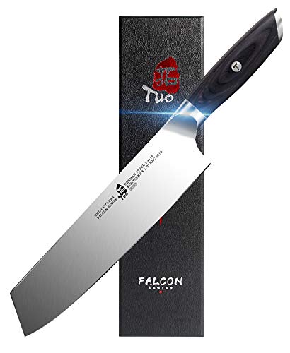 TUO Kiritsuke Chef Knife - 8.5 inch Japanese Kiritsuke Knife - German HC Steel with Pakkawood Handle - FALCON SERIES with Gift Box, Black