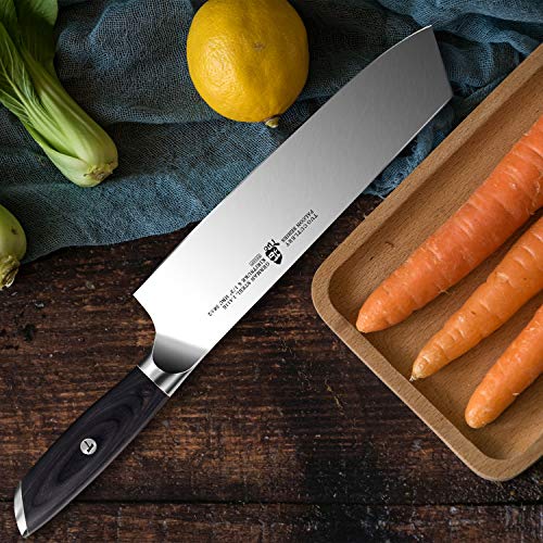 TUO Kiritsuke Chef Knife - 8.5 inch Japanese Kiritsuke Knife - German HC Steel with Pakkawood Handle - FALCON SERIES with Gift Box, Black