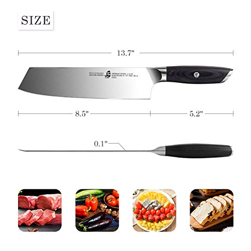 TUO Kiritsuke Chef Knife - 8.5 inch Japanese Kiritsuke Knife - German HC Steel with Pakkawood Handle - FALCON SERIES with Gift Box, Black