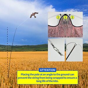 eyijklzo Bird Scarer Flying Kite Crops Farm Flying Bird Hawk Flying Kite with 4m Telescopic Pole