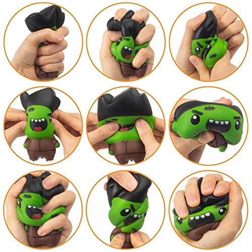 Halloween Toys, Halloween Squishy Toys for Kids, 4 Pack Squishies Toys Halloween Party Favors Set Pumpkin, Vampire, Ghost, Zombie Slow Rising Stress Relief Soft Squeeze Toys