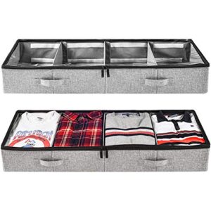 storagelab underbed storage containers, under bed storage for clothes, blankets and shoes, woven fabric with plastic panel structure (2 piece sweater storage - grey)
