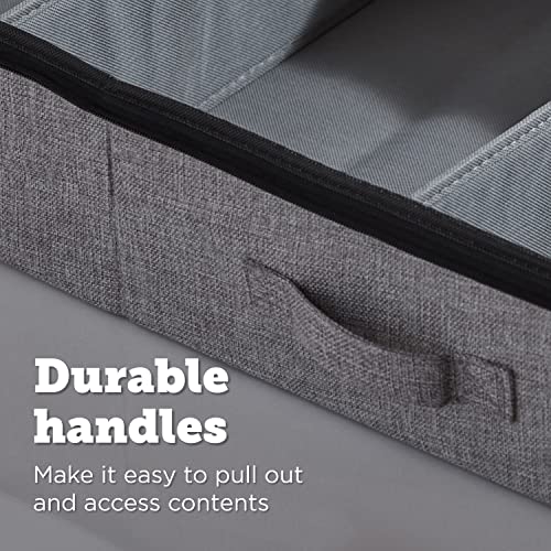 storageLAB Underbed Storage Containers, Under Bed Storage for Clothes, Blankets and Shoes, Woven Fabric with Plastic Panel Structure (2 Piece Sweater Storage - Grey)