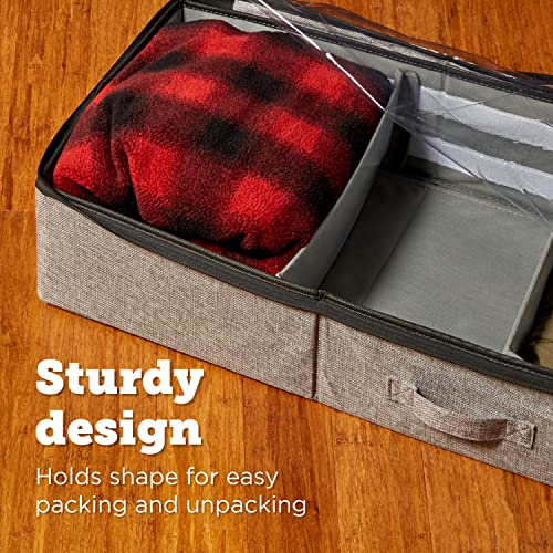 storageLAB Underbed Storage Containers, Under Bed Storage for Clothes, Blankets and Shoes, Woven Fabric with Plastic Panel Structure (2 Piece Sweater Storage - Grey)