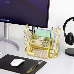 Spacrea Desk Organizers and Accessories, Office Organizer Pencil Holder for Desk, Desk Office Supplies Organizer (Gold)