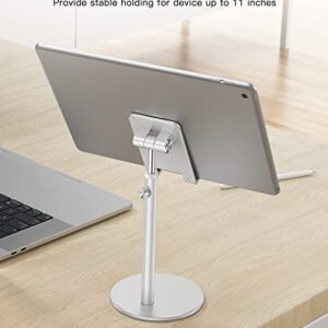 Cell Phone Stand, OMOTON Angle Height Adjustable Phone Holder, Aluminum Desktop Phone Dock for Desk, Compatible with iPhone 13/Mini/Pro/Max, All Smartphones and Tablets(4-11''), Silver