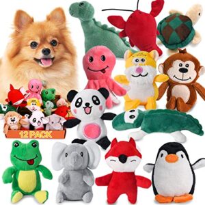 legend sandy squeaky dog toys for puppy small medium dogs, stuffed samll dog toys bulk with 12 plush pet dog toy set, cute safe dog chew toys pack for puppies teething