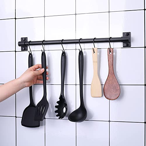 Rivexy 10 Pack Black S Hooks for Hanging Plants, S Hooks for Hanging Clothes, Stainless Steel S Hooks Heavy Duty, Durable S Shaped Hooks for Kitchen, Small S Hooks for Hanging Heavy Duty, Closet Hooks