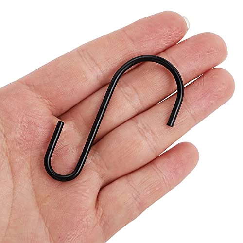 Rivexy 10 Pack Black S Hooks for Hanging Plants, S Hooks for Hanging Clothes, Stainless Steel S Hooks Heavy Duty, Durable S Shaped Hooks for Kitchen, Small S Hooks for Hanging Heavy Duty, Closet Hooks