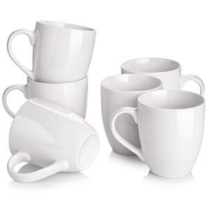 dowan 18 ounce coffee mugs, large white coffee mugs set of 6, porcelain mugs with large handle for coffee, tea, birthday, diy paint, dishwasher & microwave safe, men women mom dad