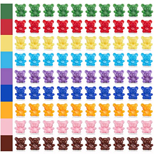 XINHUIDALSQ 90 Pieces Colored Counting Bears 0.62 Inch Rainbow Counting Bears Set 9 Colors Mini Plastic Bears Math Manipulatives for Toddlers Suitable for Ages 3+ Kids