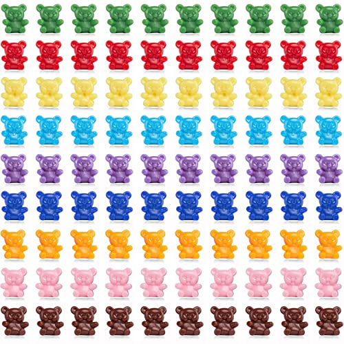 XINHUIDALSQ 90 Pieces Colored Counting Bears 0.62 Inch Rainbow Counting Bears Set 9 Colors Mini Plastic Bears Math Manipulatives for Toddlers Suitable for Ages 3+ Kids