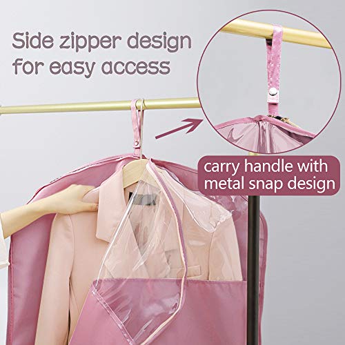 Luxury Silky Garment Bag Zippered Closet Storage Organizer for Suits Dress Coat Clothes Carry Cover Travel Cover (pink)