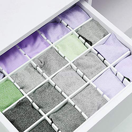 Dobmit 12PCS Large DIY Drawer Dividers 18.5”x3.54 Wooden Plastic Grid Drawer Storage Organizer for Home Closet Stationary Socks Underwear Scarves Organizer