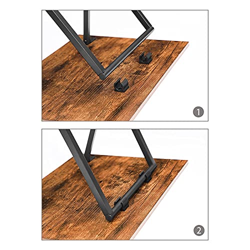 HOOBRO Folding TV Tray Tables, Set of 2 Side Table for Small Space, Industrial Snack Tables for Eating at Couch, Stable Metal Frame, Easy Assembly, Space Saving, Rustic Brown and Black BF25BZ01