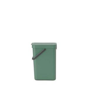 Brabantia Sort & Go Kitchen Recycling Can (3.2 Gal/Fir Green) Stackable Waste Organiser with Handle & Removable Lid, Easy Clean, Fixtures Included for Wall/Cupboard Mounting