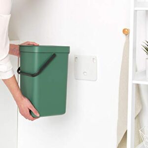 Brabantia Sort & Go Kitchen Recycling Can (3.2 Gal/Fir Green) Stackable Waste Organiser with Handle & Removable Lid, Easy Clean, Fixtures Included for Wall/Cupboard Mounting