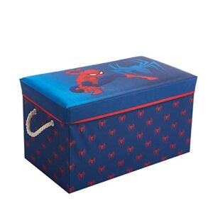 marvel spiderman collapsible toy storage bench and ottoman, 14.5" h x 14.5" d x 25" l