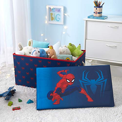 Marvel Spiderman Collapsible Toy Storage Bench and Ottoman, 14.5" H x 14.5" D x 25" L